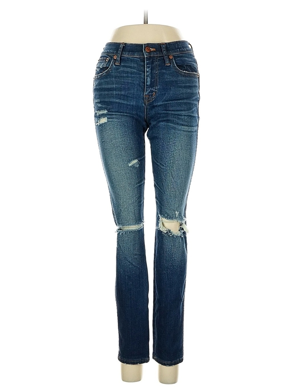 Madewell Distressed Straight Leg Blue Jeans